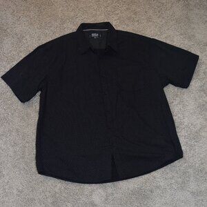 Monument‎ Mens 3XL Shirt Black White Polka Dot Short Sleeve Button Front NWOT